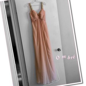 Long Champagne Ombré Dress w/Sweetheart Neckline